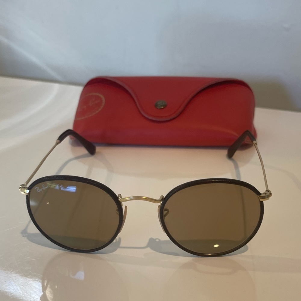Round Leather Rim Ray Bans
